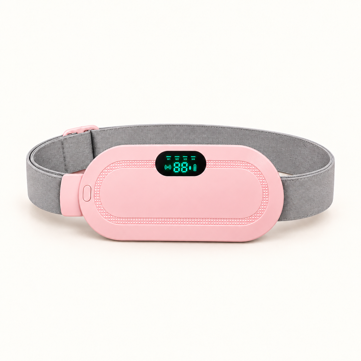 Banda térmica para cólicos rosa con correa gris ajustable
